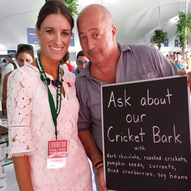 Chef Nicole Patel with Andrew Zimmern at the 2015 Food & Wine Classic in Aspen